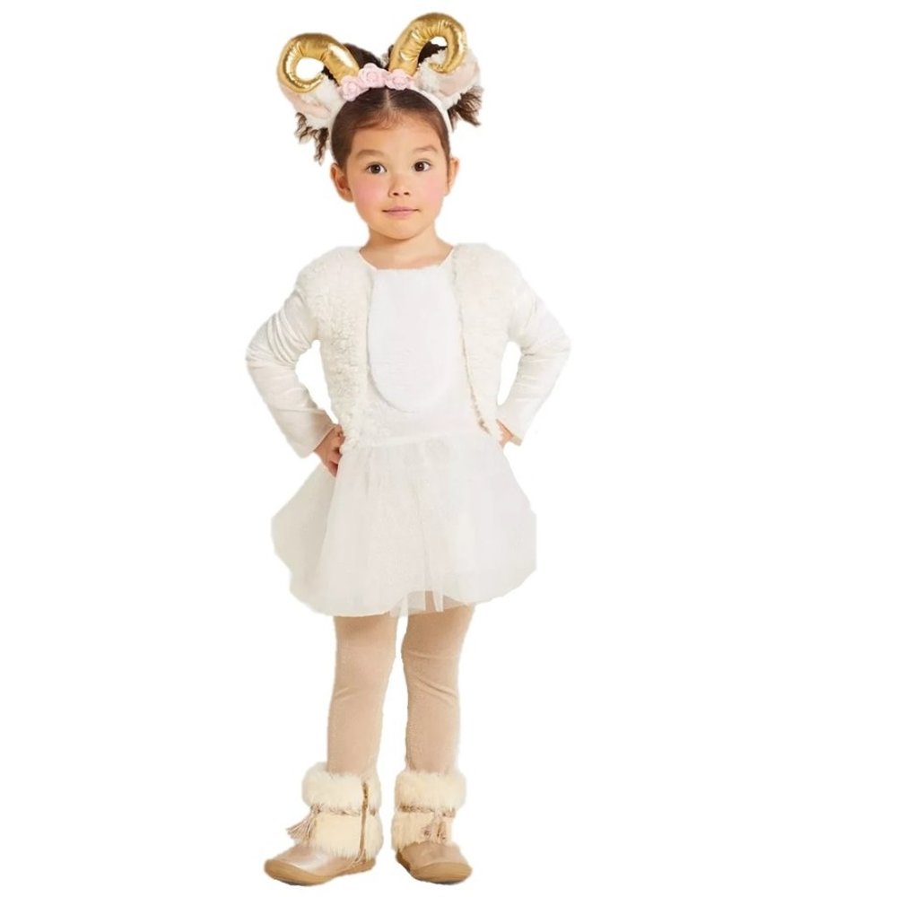 Hyde & Eek Toddler Girls  Goat Halloween Costume Size 4T/5T Dress Headband NWT